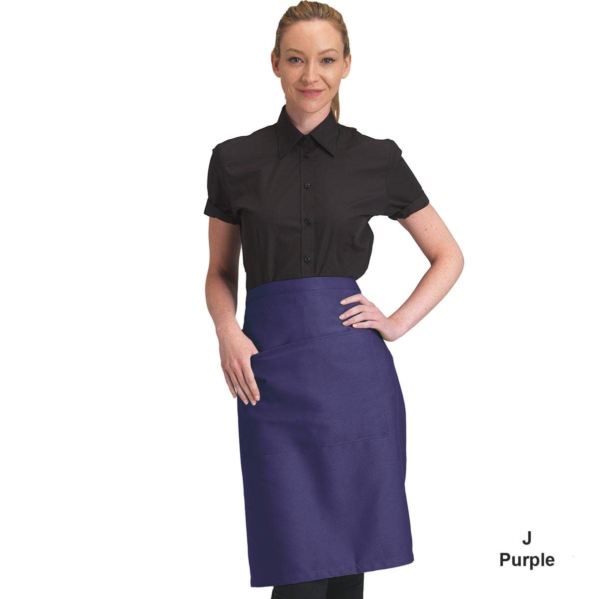 Dennys Colour Waist Apron with pocket - Purple