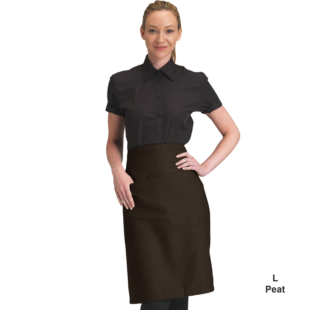 Dennys Colour Waist Apron with pocket - Peat