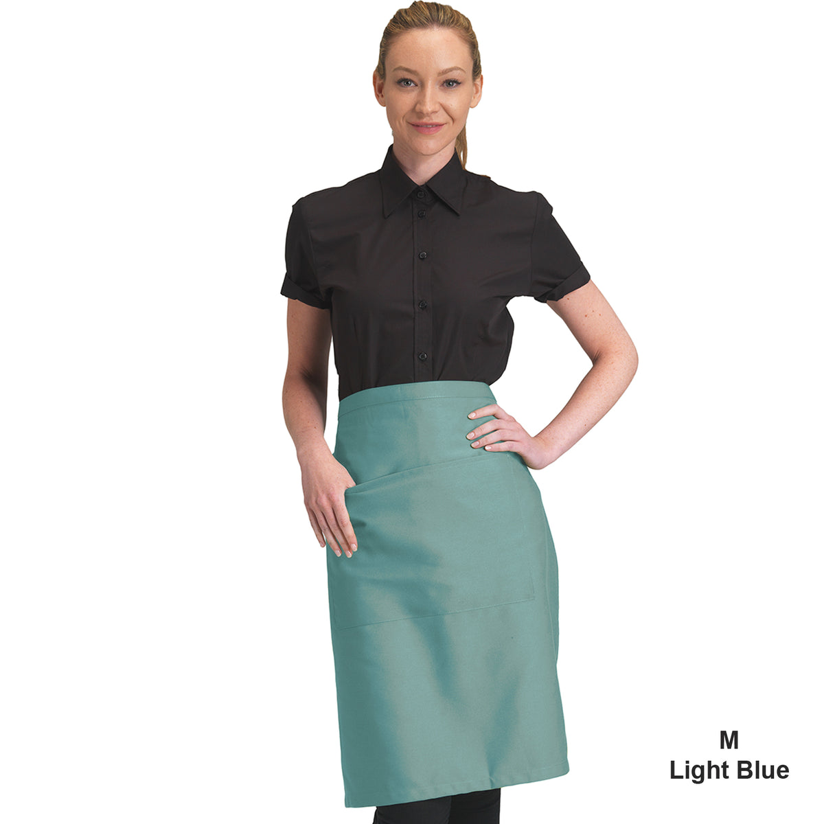 Dennys Colour Waist Apron with pocket - Light Blue