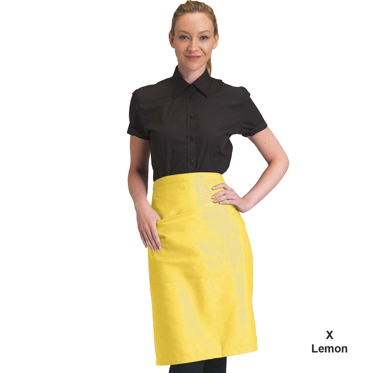 Dennys Colour Waist Apron with pocket - Lemon