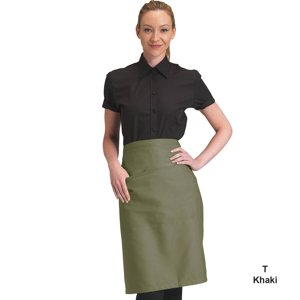 Dennys Colour Waist Apron with pocket - Khaki