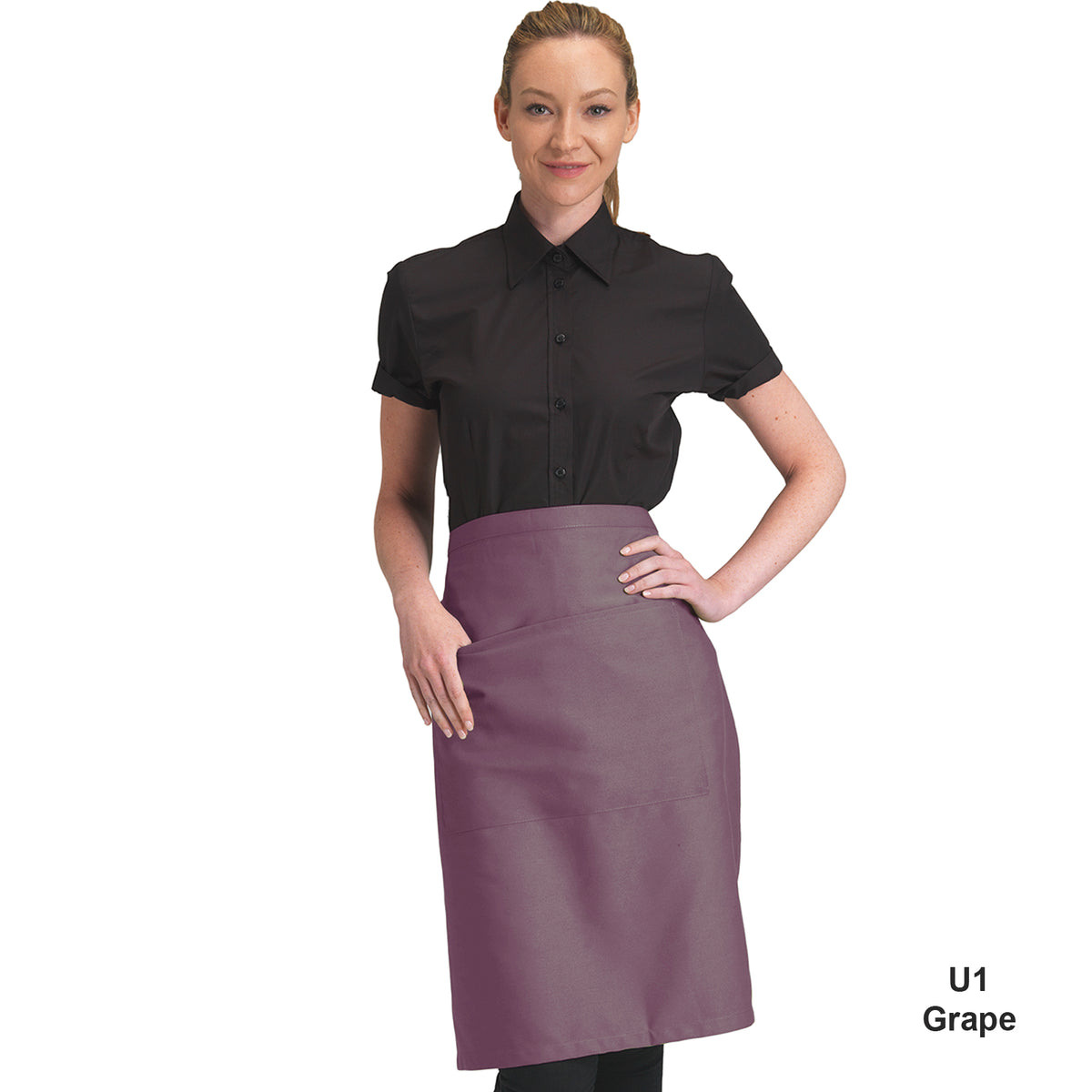 Dennys Colour Waist Apron with pocket - Grape