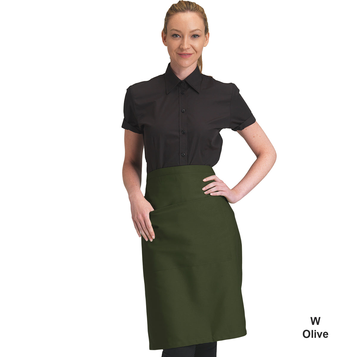 Dennys Colour Waist Apron with pocket - Olive