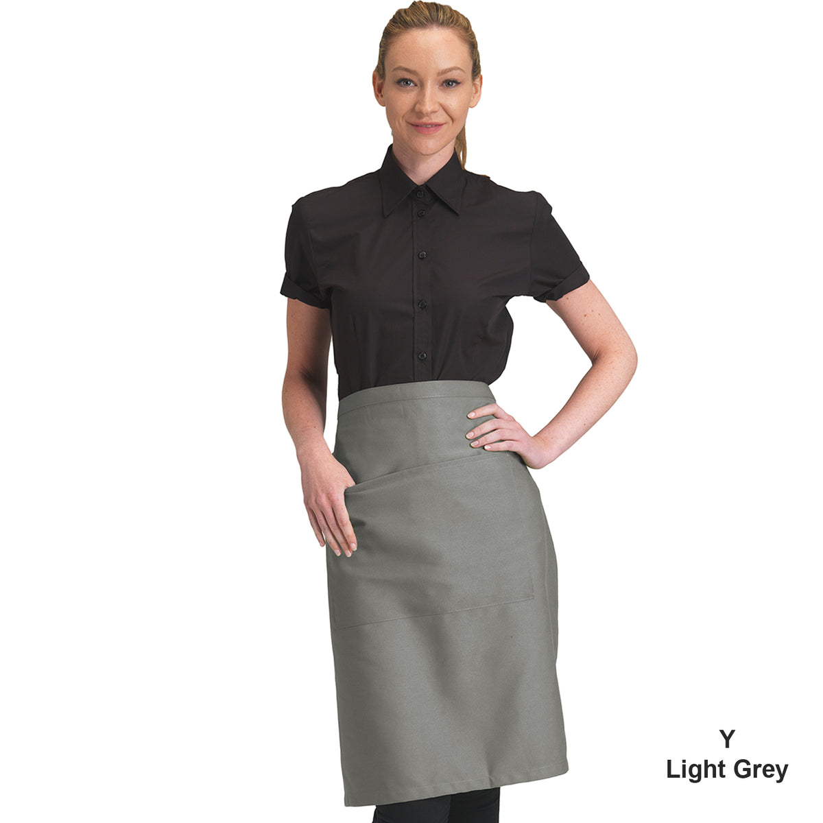 Dennys Colour Waist Apron with pocket - Light Grey