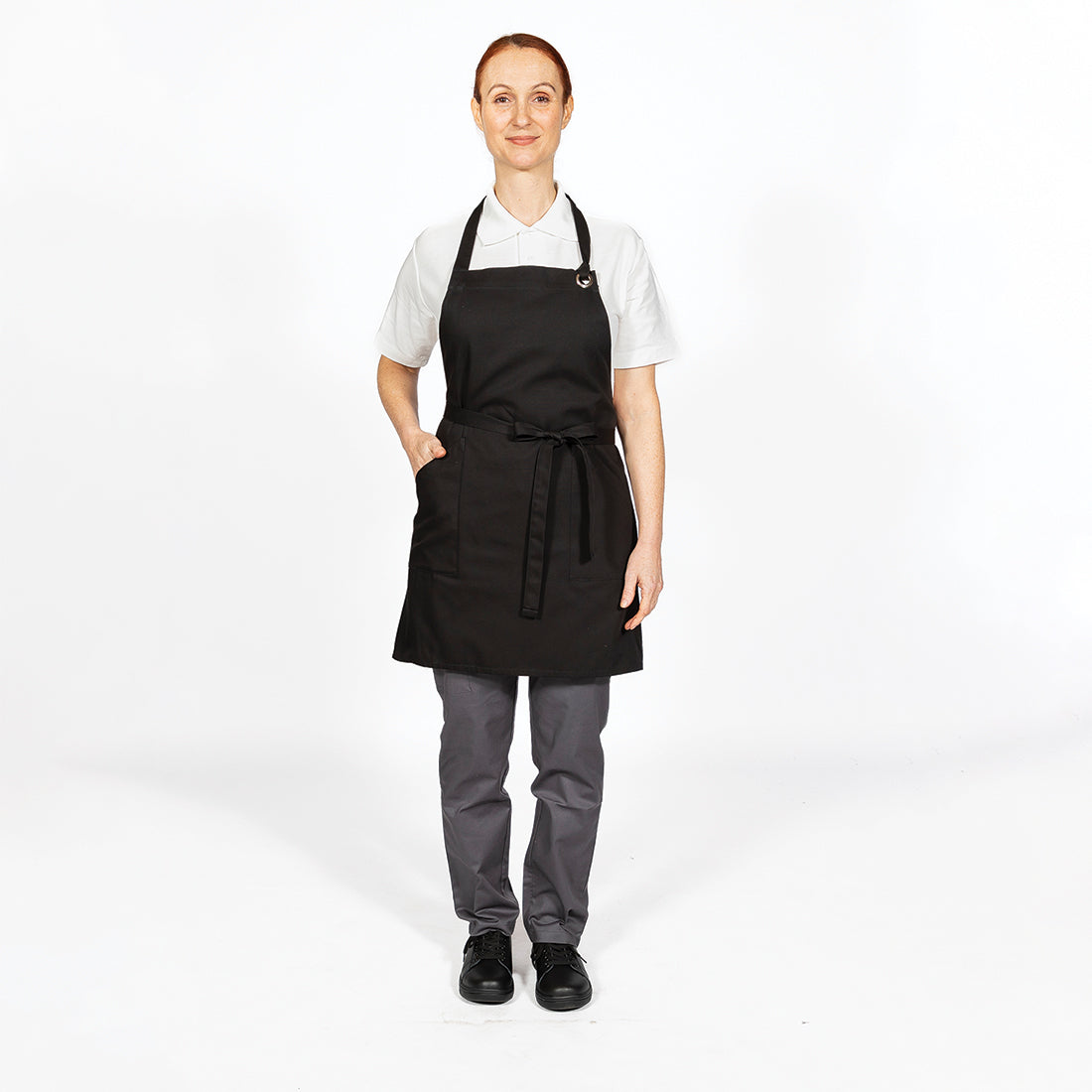 Dennys Canvas Bib Apron with Metal Eyelets - Black