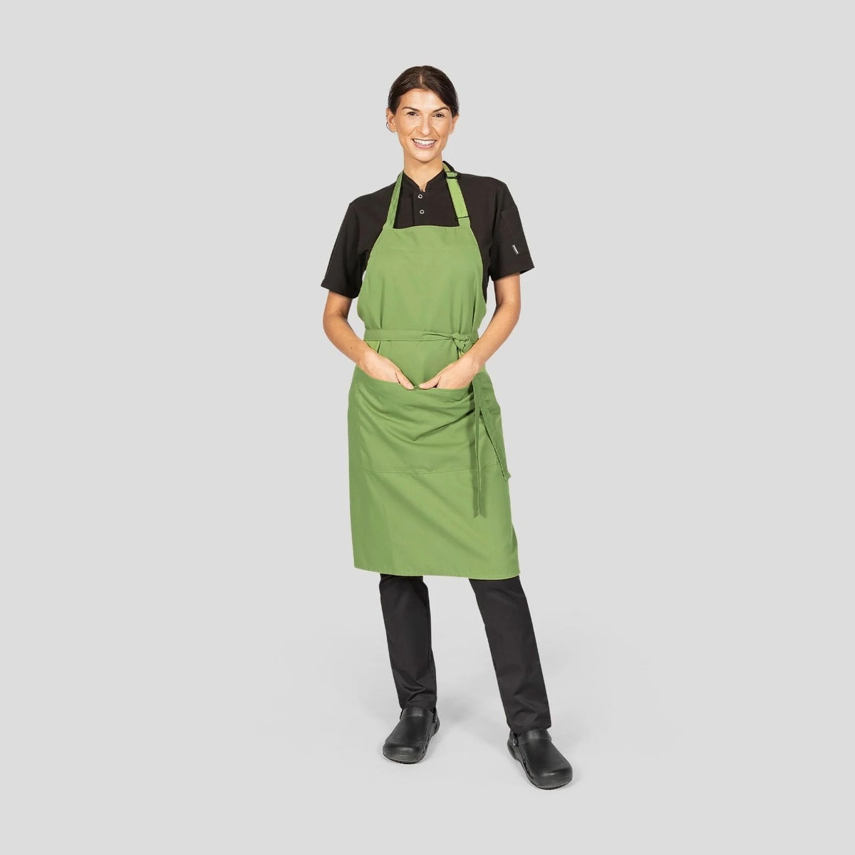 Dennys Colour Bib Apron with pocket - Matcha (Light Olive)