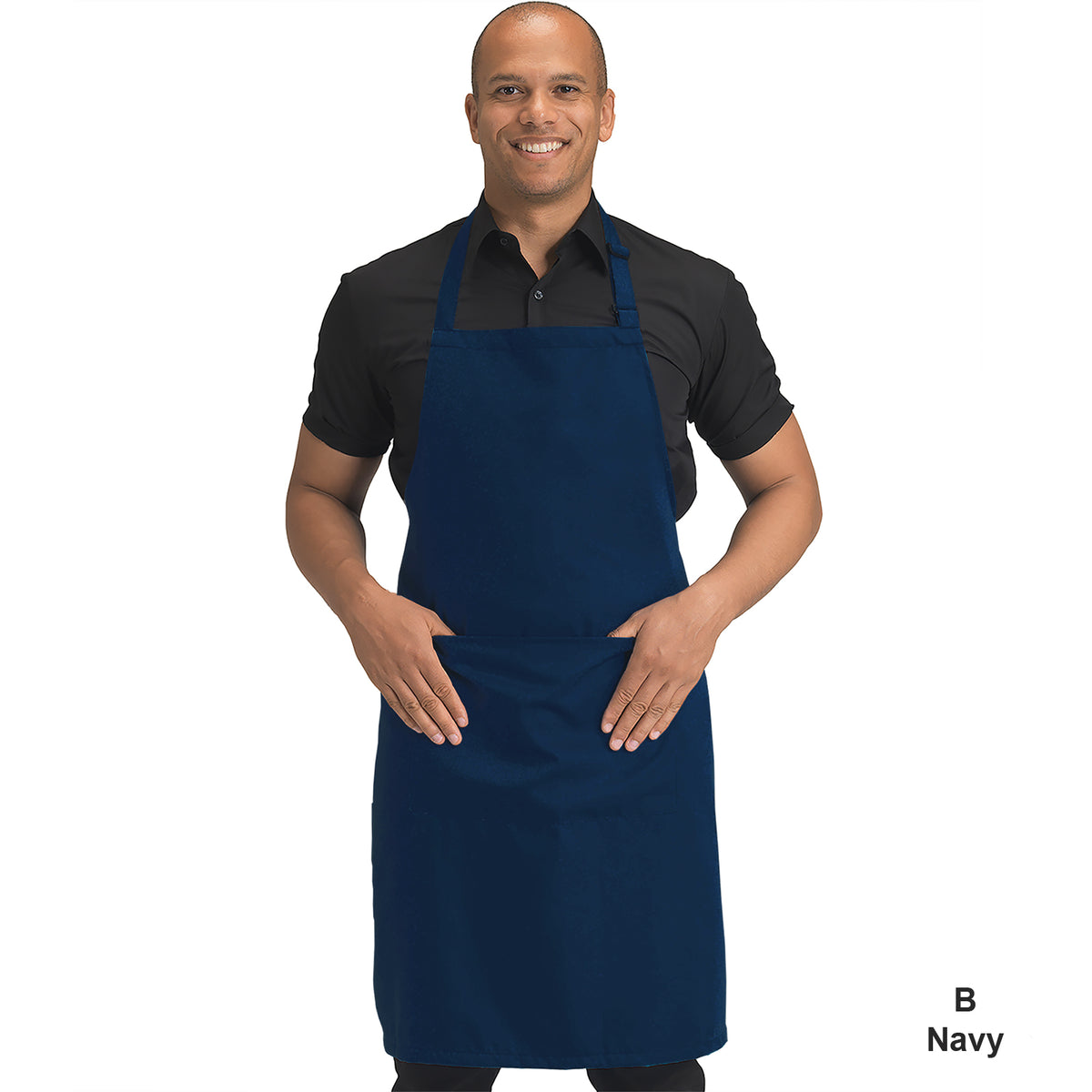 Dennys Colour Bib Apron with pocket - Navy