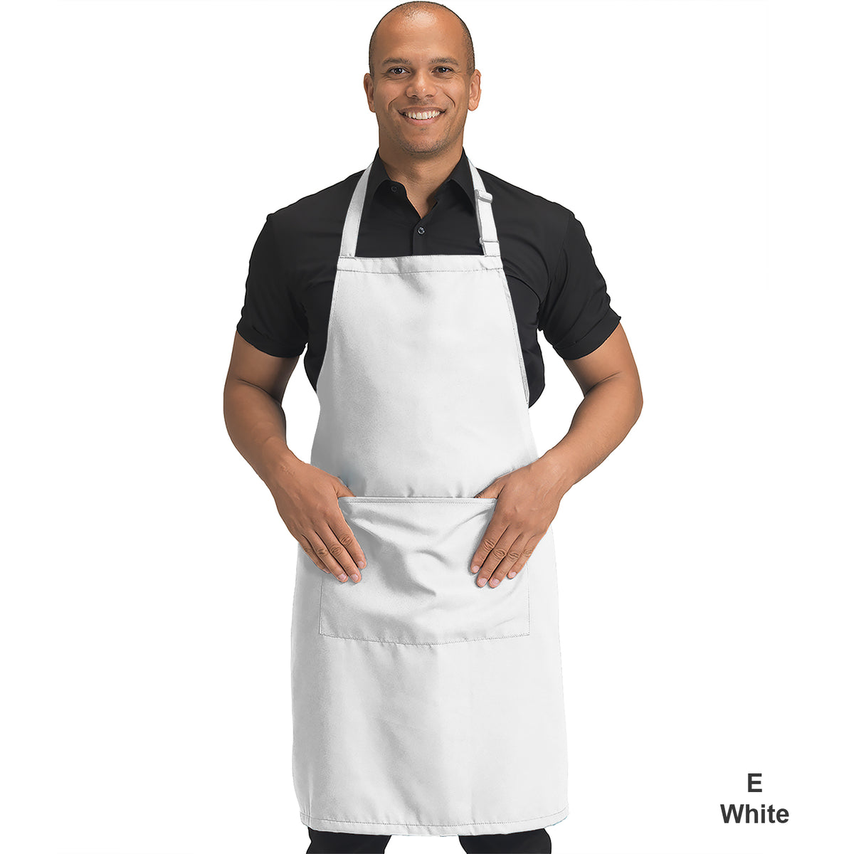 Dennys Colour Bib Apron with pocket - White
