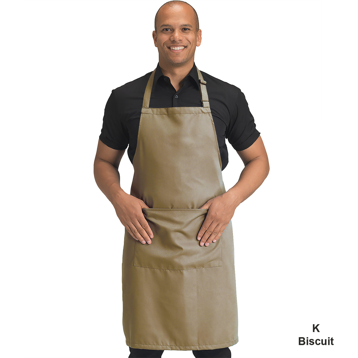 Dennys Colour Bib Apron with pocket - Biscuit