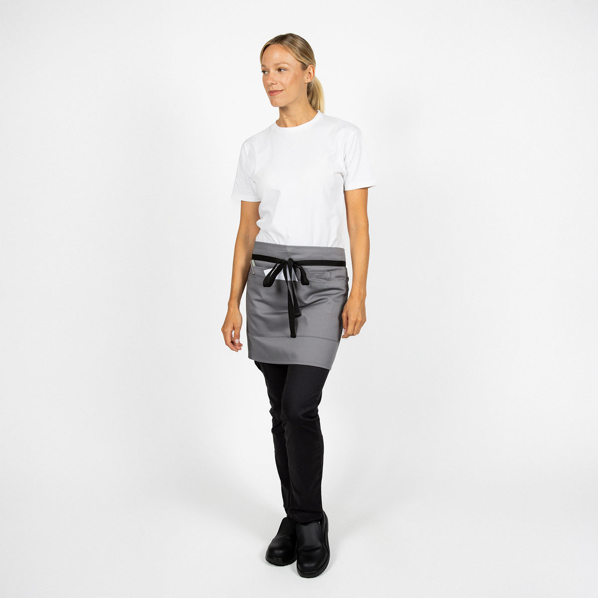 Dennys Short Bar Apron With Pocket - Light Grey