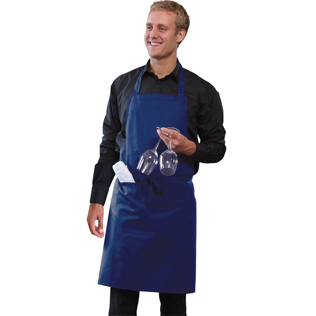 Dennys Bib Apron With Pocket And Adjustable Halter - Royal
