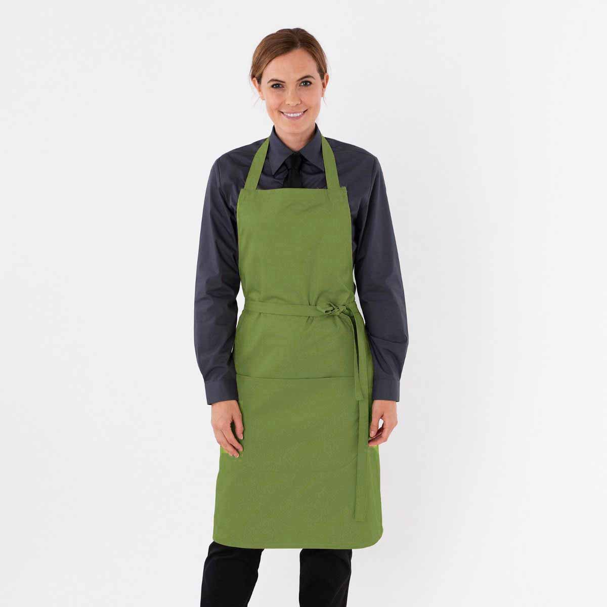 Dennys Bib Apron With Pocket And Adjustable Halter - Matcha (Light Olive)