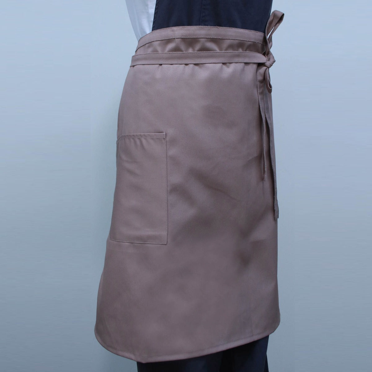 Wide Bistro Apron with Side Pocket - Biscuit