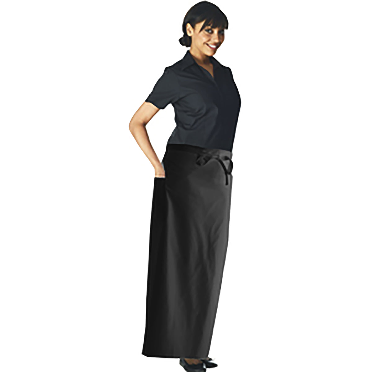 Dennys Wide Bistro Apron with Side pocket - Black