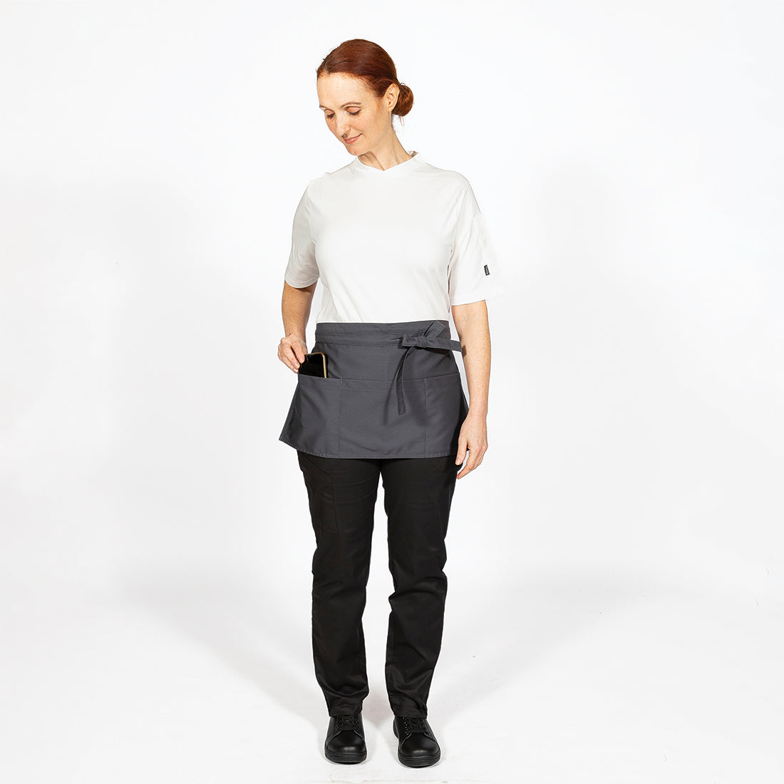 Dennys Money Pocket Aprons With Self Material Ties - Storm Grey