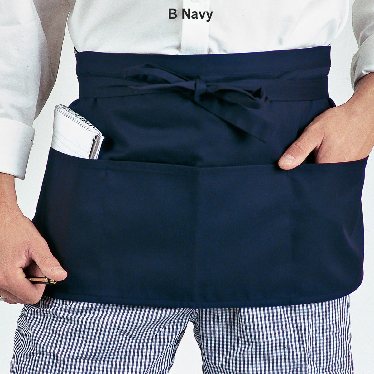 Dennys Money Pocket Aprons With Self Material Ties - Navy