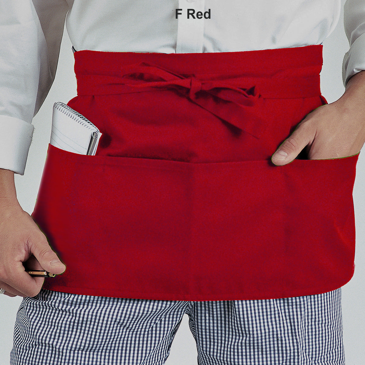 Dennys Money Pocket Aprons With Self Material Ties - Red