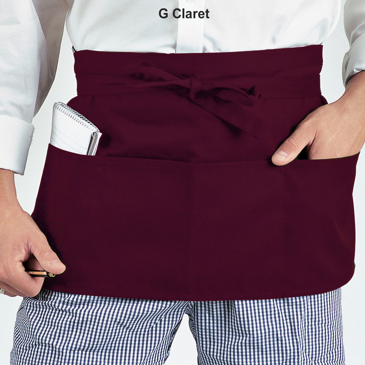 Dennys Money Pocket Aprons With Self Material Ties - Claret