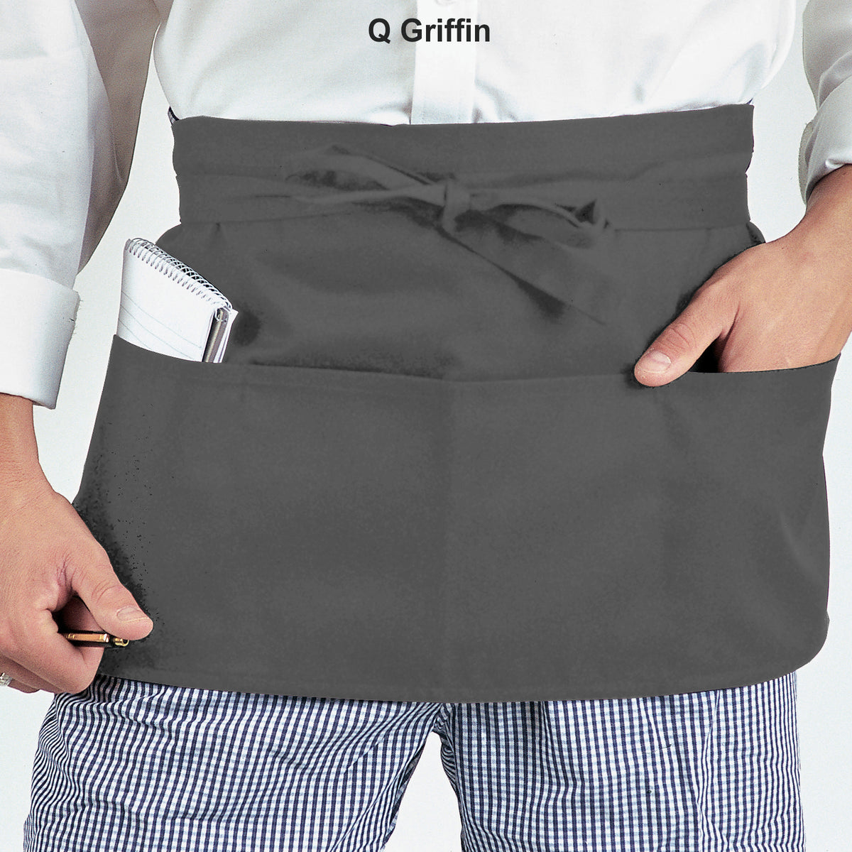 Dennys Money Pocket Aprons With Self Material Ties - Griffin Grey