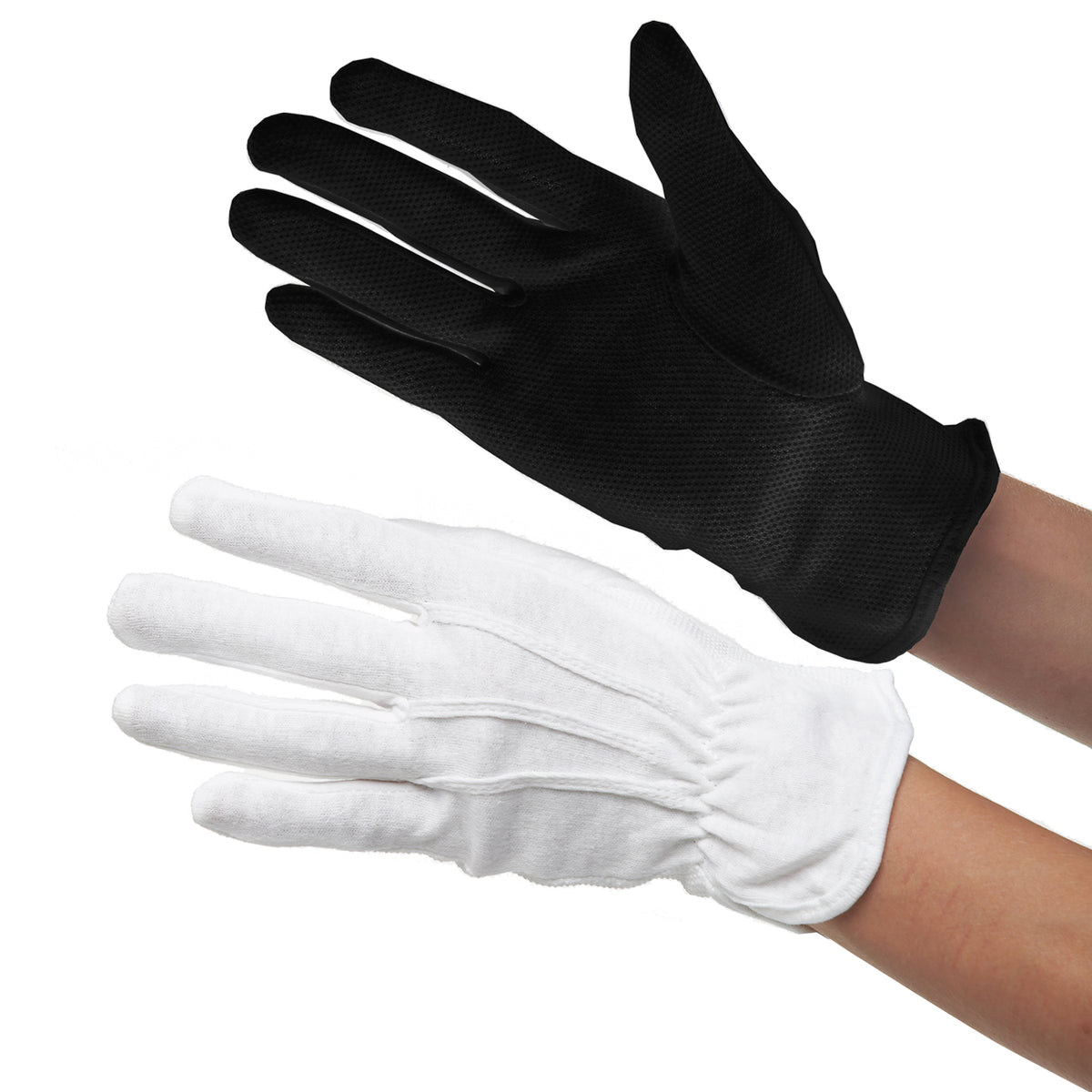 Dennys Black or White Slip Resistant Gloves - Pack of 12 pairs - White / L