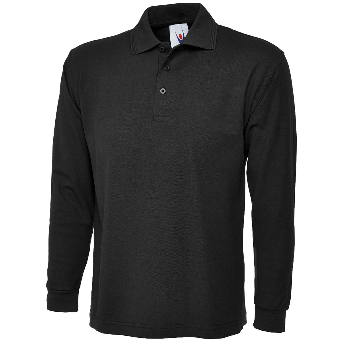 Uneek Long Sleeve Polo Shirt - Black / 2XL